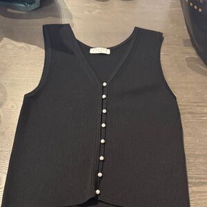Sandro blank tank top with pearl detail